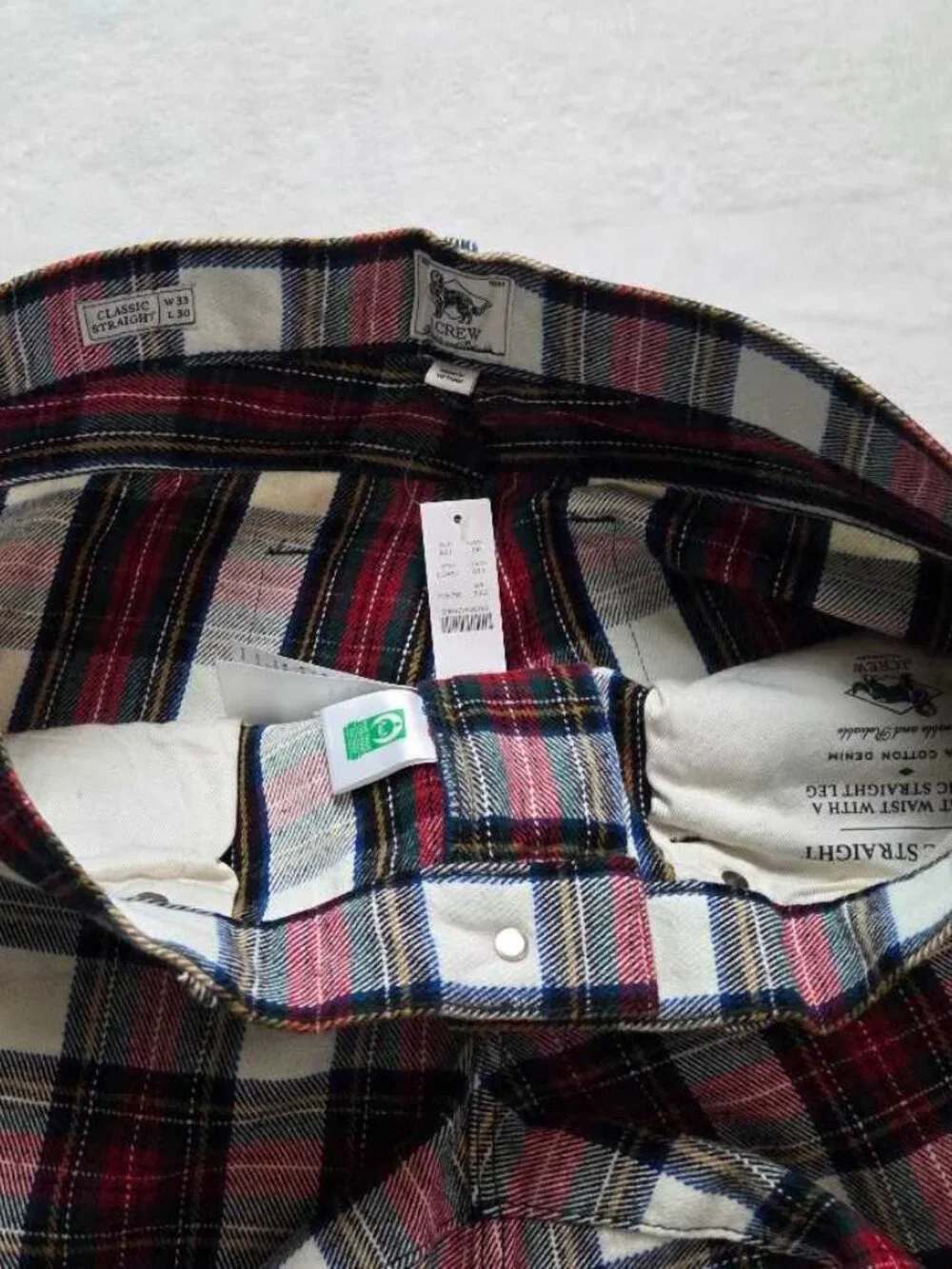 New 33x30 J.Crew classic 5-pocket twill pant in Christmas Stewart tartan plaid